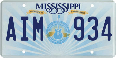 MS license plate AIM934
