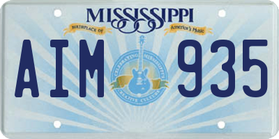 MS license plate AIM935