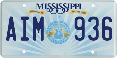 MS license plate AIM936