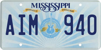 MS license plate AIM940