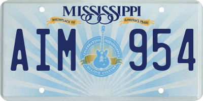 MS license plate AIM954