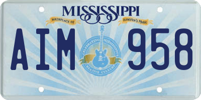 MS license plate AIM958