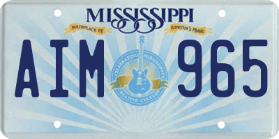 MS license plate AIM965