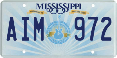 MS license plate AIM972