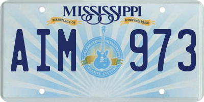 MS license plate AIM973