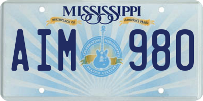 MS license plate AIM980