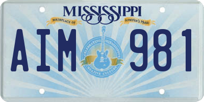 MS license plate AIM981