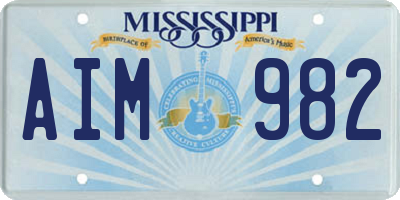 MS license plate AIM982