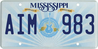 MS license plate AIM983