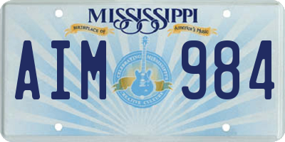 MS license plate AIM984