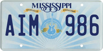 MS license plate AIM986