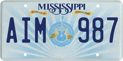 MS license plate AIM987