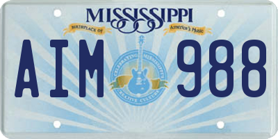 MS license plate AIM988