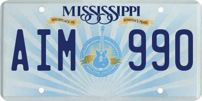 MS license plate AIM990