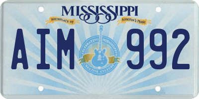 MS license plate AIM992