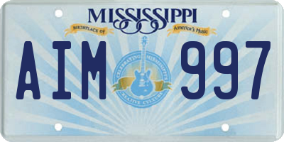 MS license plate AIM997