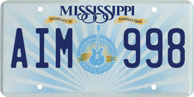 MS license plate AIM998