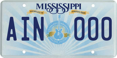 MS license plate AIN000