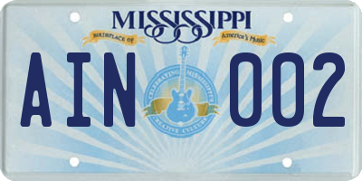 MS license plate AIN002