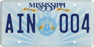 MS license plate AIN004