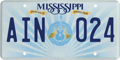 MS license plate AIN024
