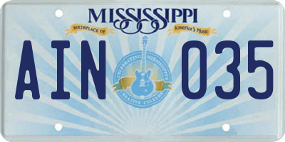 MS license plate AIN035