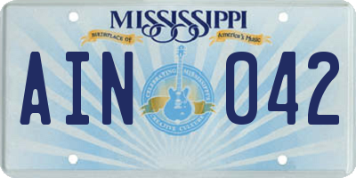 MS license plate AIN042