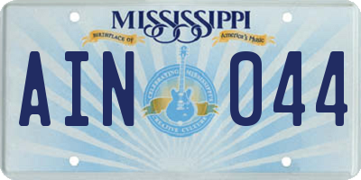 MS license plate AIN044
