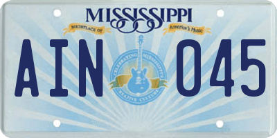 MS license plate AIN045