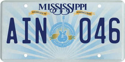 MS license plate AIN046