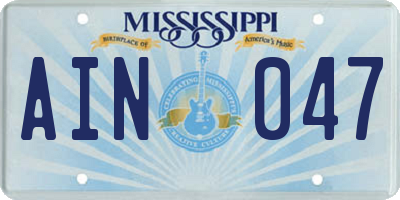 MS license plate AIN047
