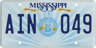 MS license plate AIN049
