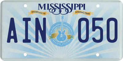 MS license plate AIN050