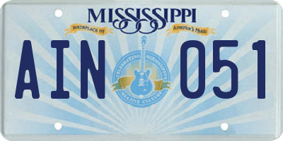 MS license plate AIN051