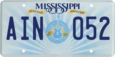 MS license plate AIN052