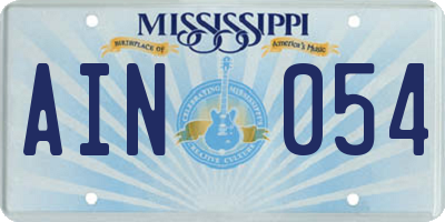 MS license plate AIN054