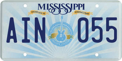 MS license plate AIN055