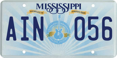 MS license plate AIN056