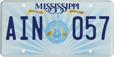 MS license plate AIN057