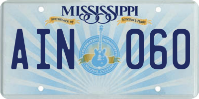 MS license plate AIN060