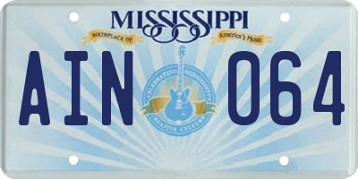 MS license plate AIN064