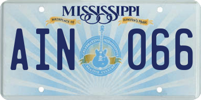 MS license plate AIN066