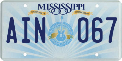 MS license plate AIN067
