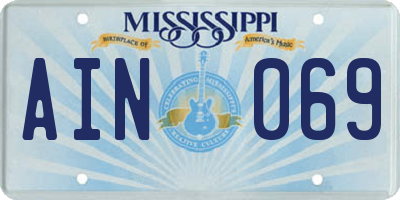 MS license plate AIN069