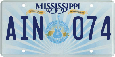 MS license plate AIN074