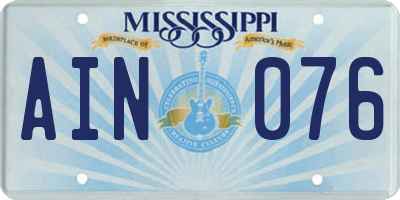 MS license plate AIN076
