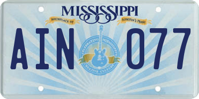 MS license plate AIN077