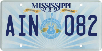 MS license plate AIN082