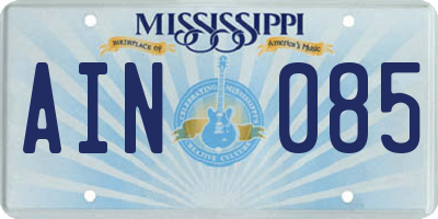 MS license plate AIN085
