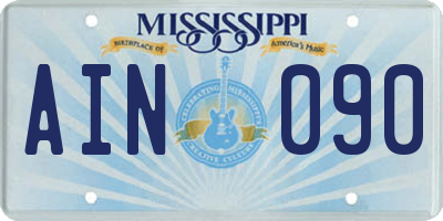 MS license plate AIN090